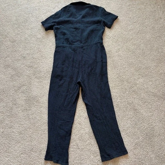 Eileen Fisher Cotton Gauze Jumpsuit Womens S Blue Beach Casual Short Sleeve - Picture 9 of 10
